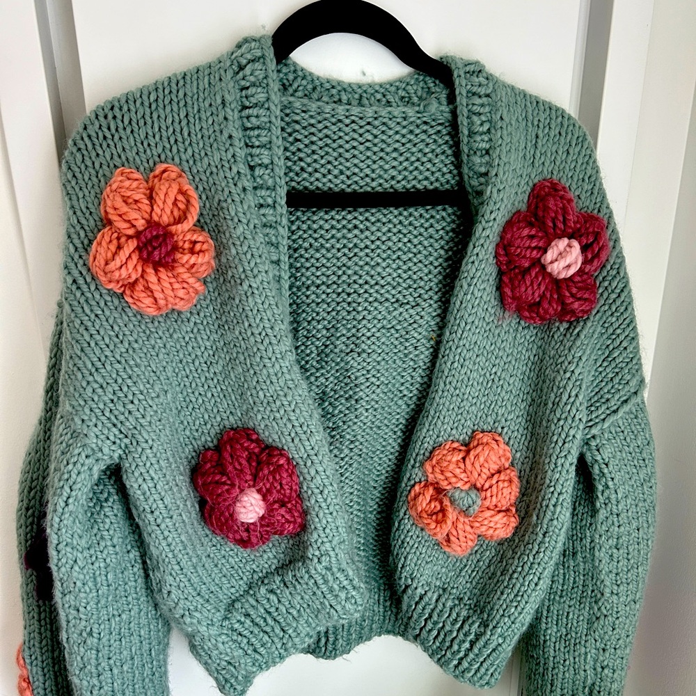 Floral handmade sweater | Oversized